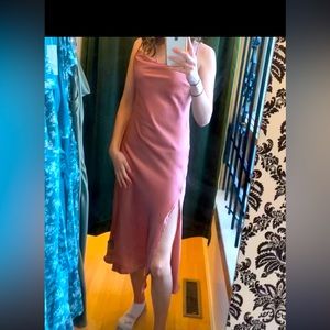 Dusty rose satiny She & Sky midi dress